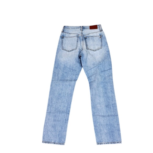 Madewell chambray Blue Straight Leg “the perfect vintage” distressed jeans sz 24 - Picture 2 of 8